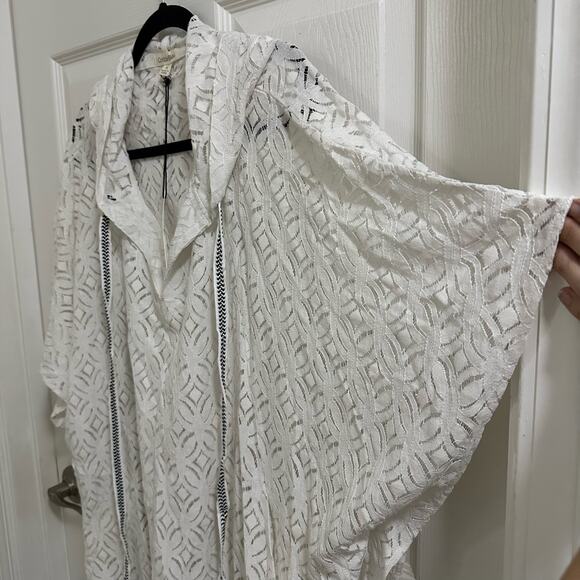 Cotton Bleu White Lace Knit Swimsuit Coverup Women's plus size 1X Boho beach NWT - Picture 5 of 7